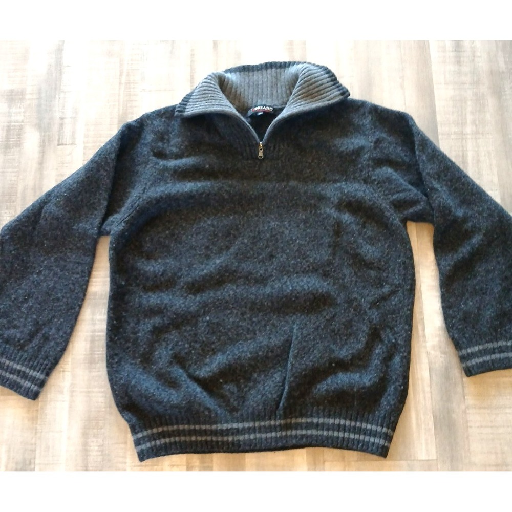 Briard Wool Sweater Men's‎ XL Gray Heather 1/4 Zip High Neck Italy Gorpcore Warm